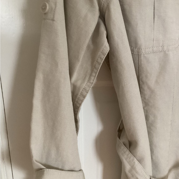 NWOT LL Bean tan linen cotton belted shirt dress MED REG 3/4 sleeve Never Worn - Picture 14 of 14